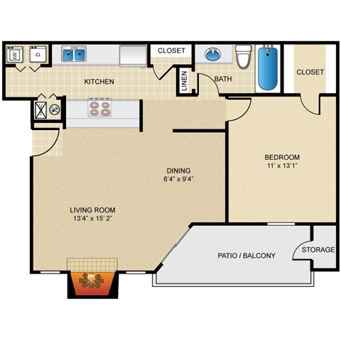 1 bedroom, 1 bathroom at Highland Park, Kansas, 66214