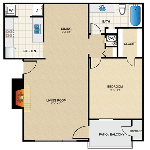 1 bedroom, 1 bathroom at Highland Park Apartment Homes, Kansas, 66214
