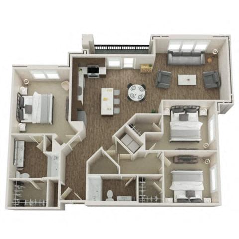 Floor Plan  ARKLEY Floor Plan at Pointe at Prosperity Village Apartments, North Carolina, 28269
