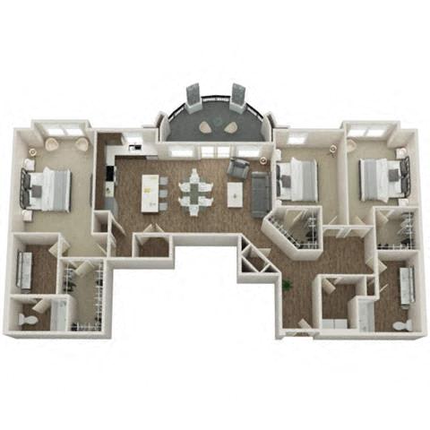 KENLEY Floor Plan at Pointe at Prosperity Village Apartments, Charlotte, NC, 28269