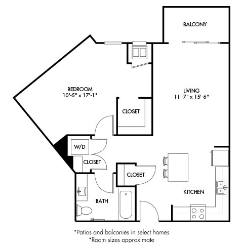 Floor Plan  1 Bedroom E