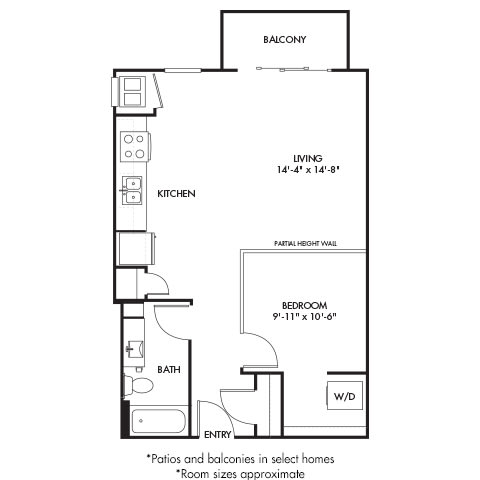 Floor Plan  1 Bedroom Alcove C