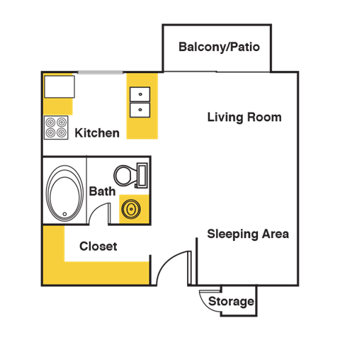Studio Floor Plan Studio Floor Plan at Urban Trails, Mesa, AZ, 85202