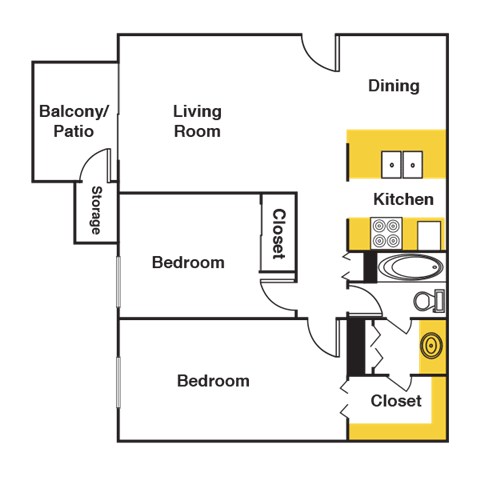Two Bedroom Floor Plan Two Bedroom Floor Plan at Urban Trails, Mesa, 85202