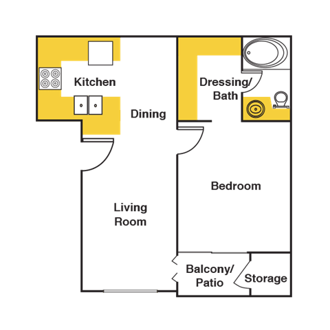 One Bedroom Floor Plan One Bedroom Floor Plan at Urban Trails, Mesa, AZ