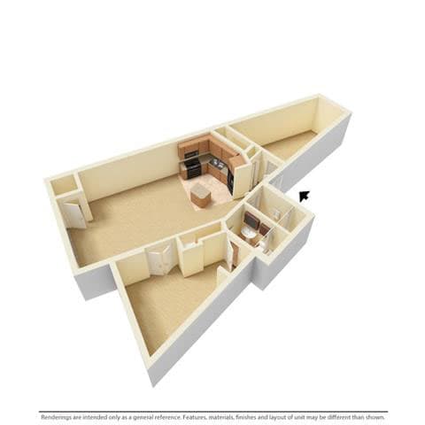 Suite Style D Floor Plan at Stonebridge Waterfront, Cleveland, OH, 44113