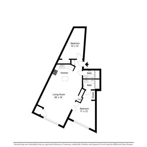 Suite Style D Floor Plan at Stonebridge Waterfront, Cleveland, OH