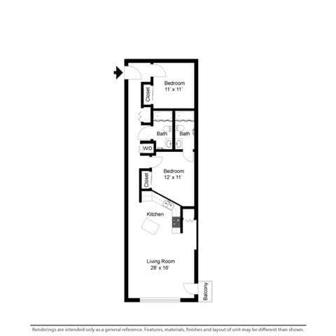 Suite Style A &amp; B Floor Plan at Stonebridge Waterfront, Cleveland, OH, 44113