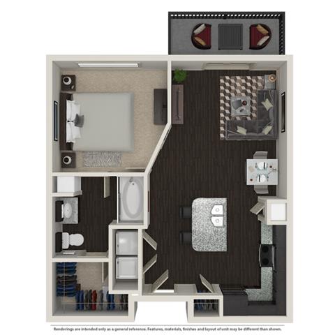 1 Bed 1 Bath 758 -to 960 SQ.FT. floor plan