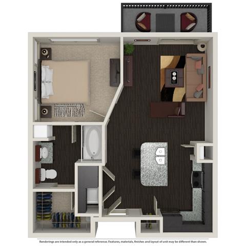 1 Bed 1 Bath 758 -to 960 SQ.FT. floor plan