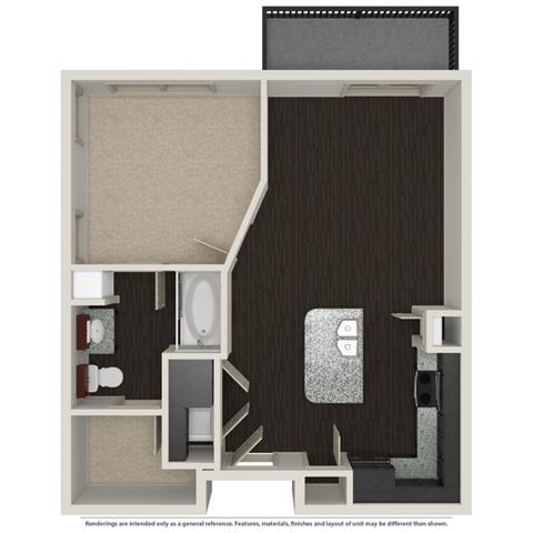 1 Bed 1 Bath 758 -to 960 SQ.FT. floor plan