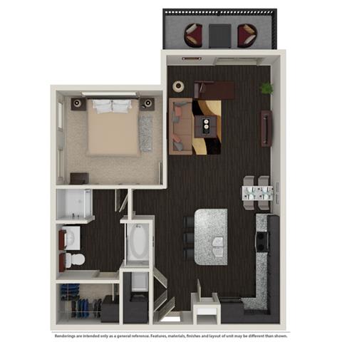 1 Bed 1 Bath 758 -to 960 SQ.FT. floor plan
