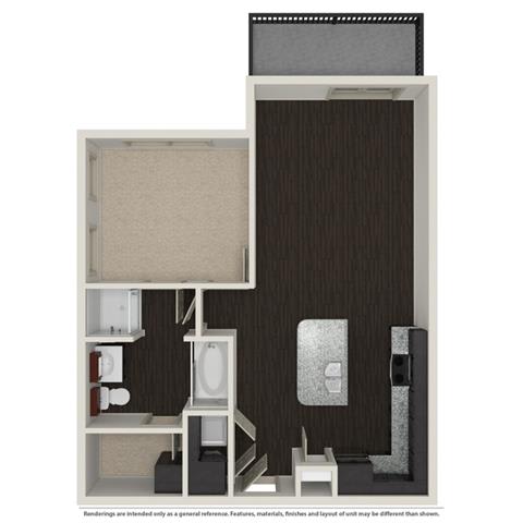 1 Bed 1 Bath 758 -to 960 SQ.FT. floor plan