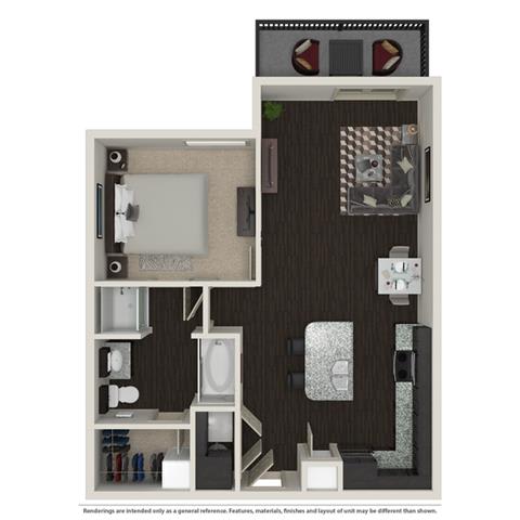 1 Bed 1 Bath 758 -to 960 SQ.FT. floor plan
