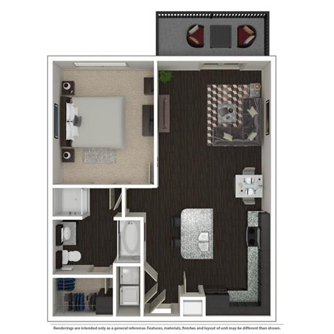 1 Bed 1 Bath 758 -to 960 SQ.FT. floor plan