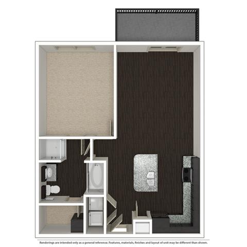 1 Bed 1 Bath 758 -to 960 SQ.FT. floor plan