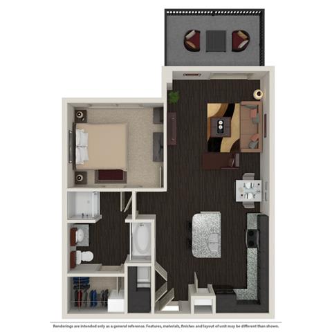 1 Bed 1 Bath 758 -to 960 SQ.FT. floor plan