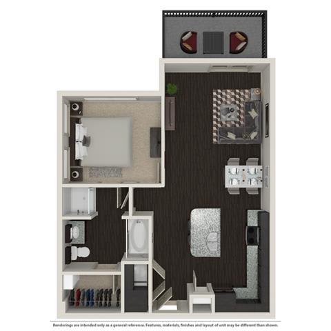 1 Bed 1 Bath 758 -to 960 SQ.FT. floor plan