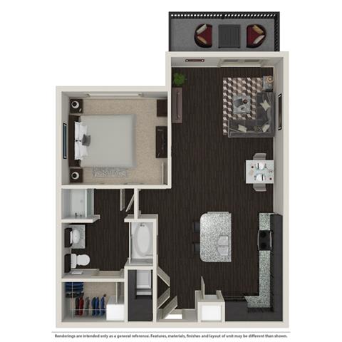 1 Bed 1 Bath 758 -to 960 SQ.FT. floor plan