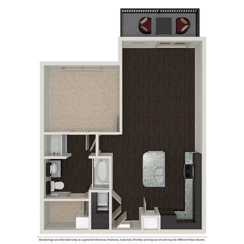 1 Bed 1 Bath 758 -to 960 SQ.FT. floor plan