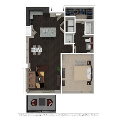1 Bed 1 Bath 758 -to 960 SQ.FT. floor plan