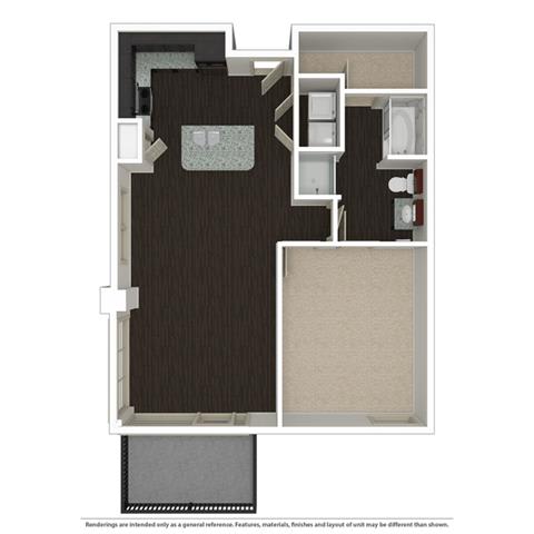1 Bed 1 Bath 758 -to 960 SQ.FT. floor plan