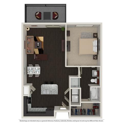 1 Bed 1 Bath 758 -to 960 SQ.FT. floor plan