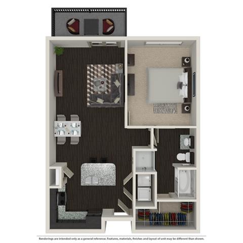 1 Bed 1 Bath 758 -to 960 SQ.FT. floor plan