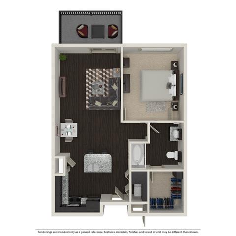1 Bed 1 Bath 758 -to 960 SQ.FT. floor plan