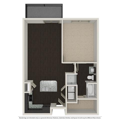 1 Bed 1 Bath 758 -to 960 SQ.FT. floor plan