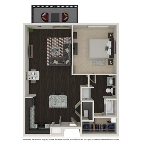 1 Bed 1 Bath 758 -to 960 SQ.FT. floor plan