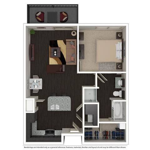 1 Bed 1 Bath 758 -to 960 SQ.FT. floor plan