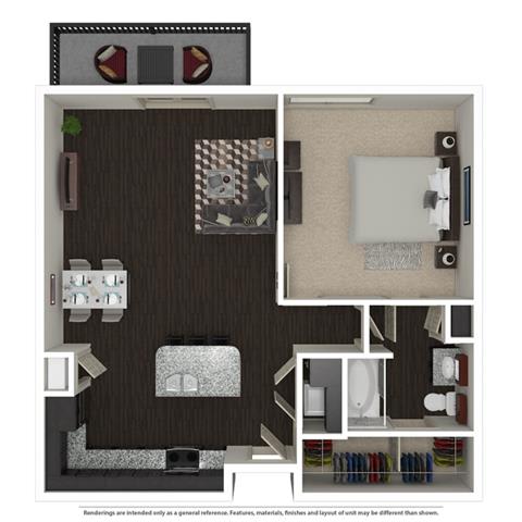 1 Bed 1 Bath 758 -to 960 SQ.FT. floor plan