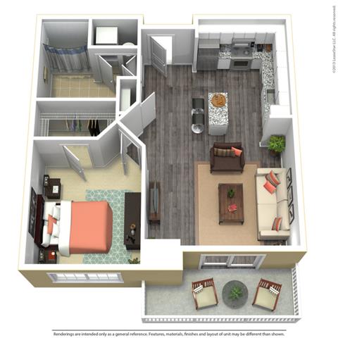 1 Bed - 1 Bath, 762 sq ft, A1 FloorPlan