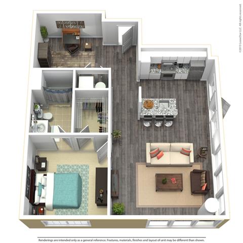 1 Bed - 1 Bath, 930 sq ft, A5 FloorPlan