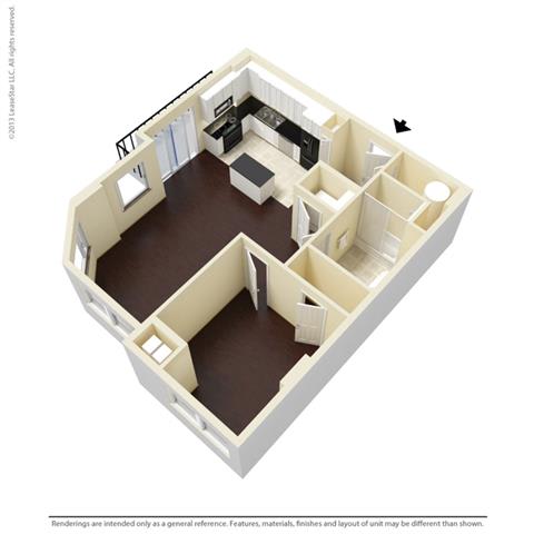 1 Bed, 1 Bath, 817 sq. ft. A2