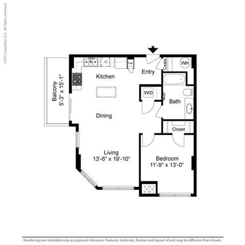 1 Bed, 1 Bath, 817 sq. ft. A2