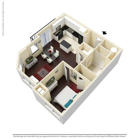 Floor Plan  1 Bed, 1 Bath, 817 sq. ft. A2
