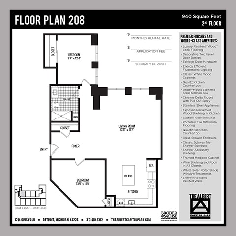 Floor Plan  2 Bedroom 1 Bath - B4