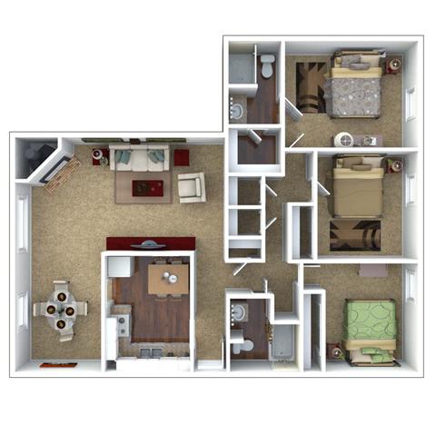 B22 Floor Plan at London House Apartments, Lenexa, KS, 66215