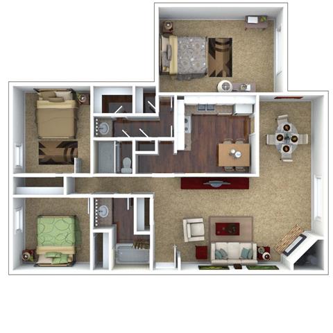 C2 Floor Plan at London House Apartments, Lenexa, KS