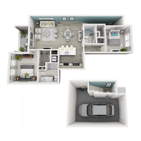 2 Bed 2 Bath Elate (Garage) Floor Plan at Altis Shingle Creek, Kissimmee, FL, 34746