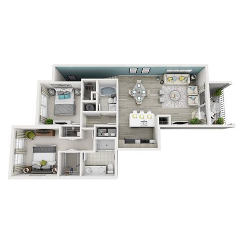 2 Bed 2 Bath Excite Floor Plan 2 Bed 2 Bath Excite Floor Plan at Altis Shingle Creek, Kissimmee, FL