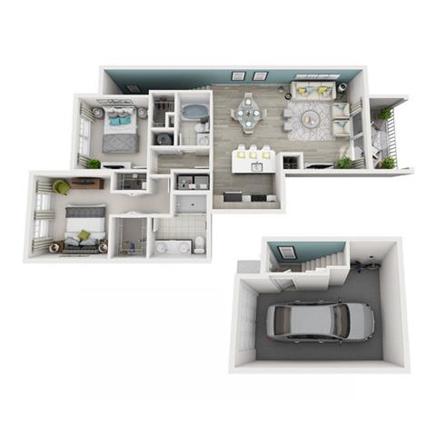 2 Bed 2 Bath Excite (Garage) Floor Plan 2 Bed 2 Bath Excite (Garage) Floor Plan at Altis Shingle Creek, Kissimmee, 34746