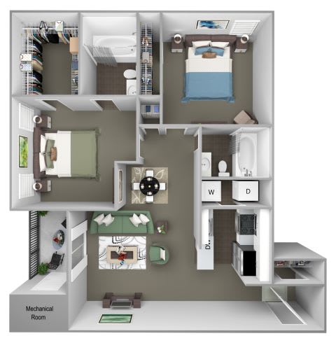 Hampshire Green Apartments - B3 (Jardinaire) - 2 bedroom - 2 bath - 3D