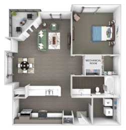 Windward Long Point - A2 - Merlin - 1 Bedroom - 1 Bathroom - 3D