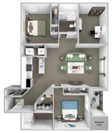 Hampshire Green Apartments - B8 (Glenmore) - 2 bedroom - 2 bath - den - 3D
