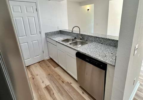 a kitchen with a sink and a dishwasher