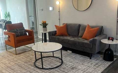 Model Living Room at La Bella Apartments, Fort Worth, 76116
