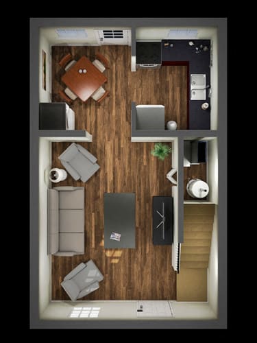 Floor Plan  2BR-1BA-first-floor at Highland Woods